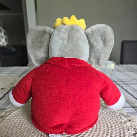 Vintage Macys 1988 Gund Babar the elephant king 14" Plush Red Suit Yellow Crown - Picture 6 of 7